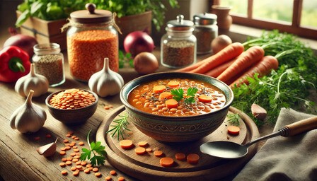 Чечевичный суп с овощами - Рецепторфуд