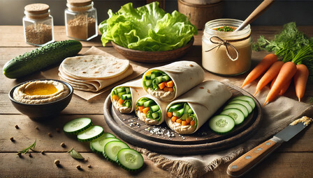 Роллы из лаваша с хумусом и овощами - Рецепторфуд